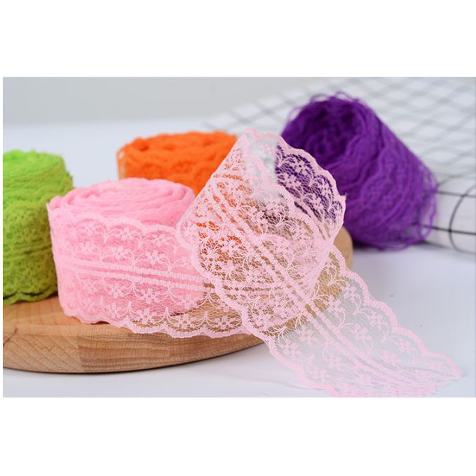 Ruy băng ren polyester mỏng kích thước 4.2cm cuộn 5m