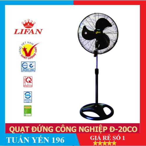 ⚡Giao hỏa tốc 2h tphcm⚡ Quạt Đứng Công Nghiệp Lifan Đ-20CO-HALI DC209C -100w Hàng Chính Hãng