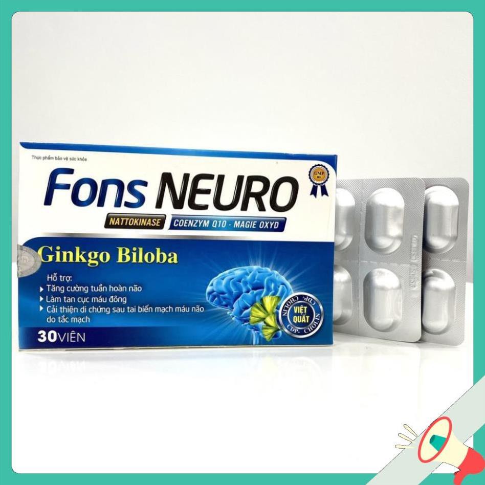 Viên uống bổ não Fons Neuro chứa Ginkgo biloba giúp tăng cường tuần hoàn não Hộp 30 viên