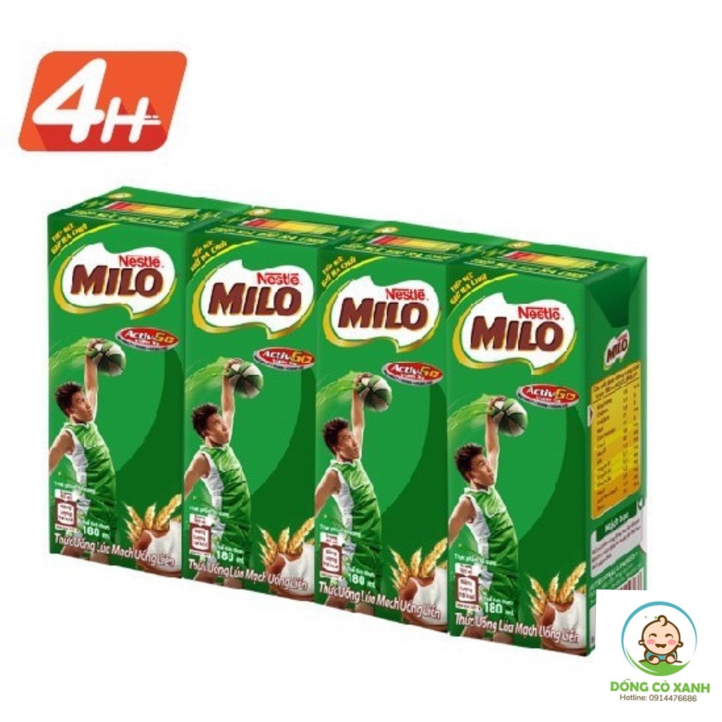 Sữa Milo Nestlé hộp 180ml (4 hộp)