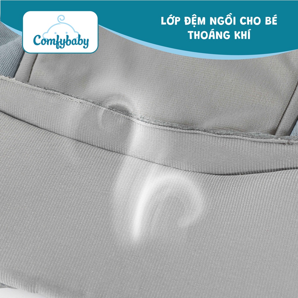 Địu em bé 4 tư thế, siêu trợ lực, chống vòng kiềng, chất liệu Air Mesh thoáng khí cao cấp Comfybaby 602