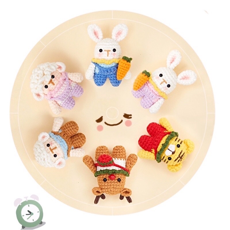 DIY gói nguyên liệu tự làm móc khoá len thú chibi nhồi bông thỏ gấu amigurumi đáng yêu quà tặng handmade đan móc lenmade