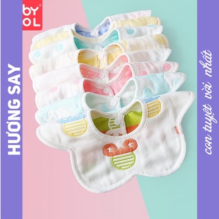 Yếm xô organic 6 lớp cho bé có cúc bấm họa tiết xinh yêu