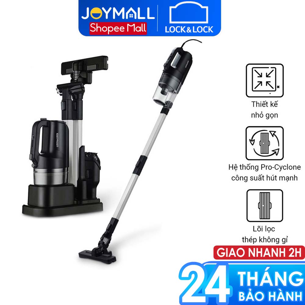 Máy hút bụi Lock&Lock cầm tay ENV336BLK 400w - Hàng chính hãng có dây, lực hút mạnh, đa dạng đầu hút, gọn nhẹ - JoyMall