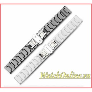Dây gốm Ceramic cho đồng hồ 18mm 20mm 22mm (Đen)
