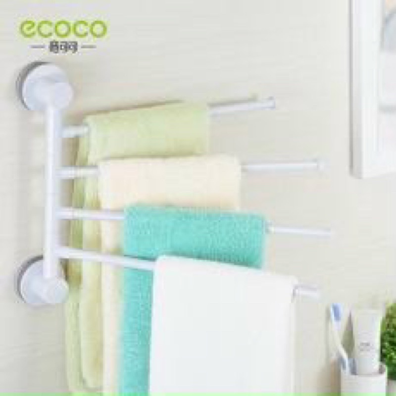 Giá Treo Đồ 4 Thanh Inox Xoay 180 Độ Đa Năng ECOCO, Thanh Treo Khăn Nhà Tắm Tiện Lợi