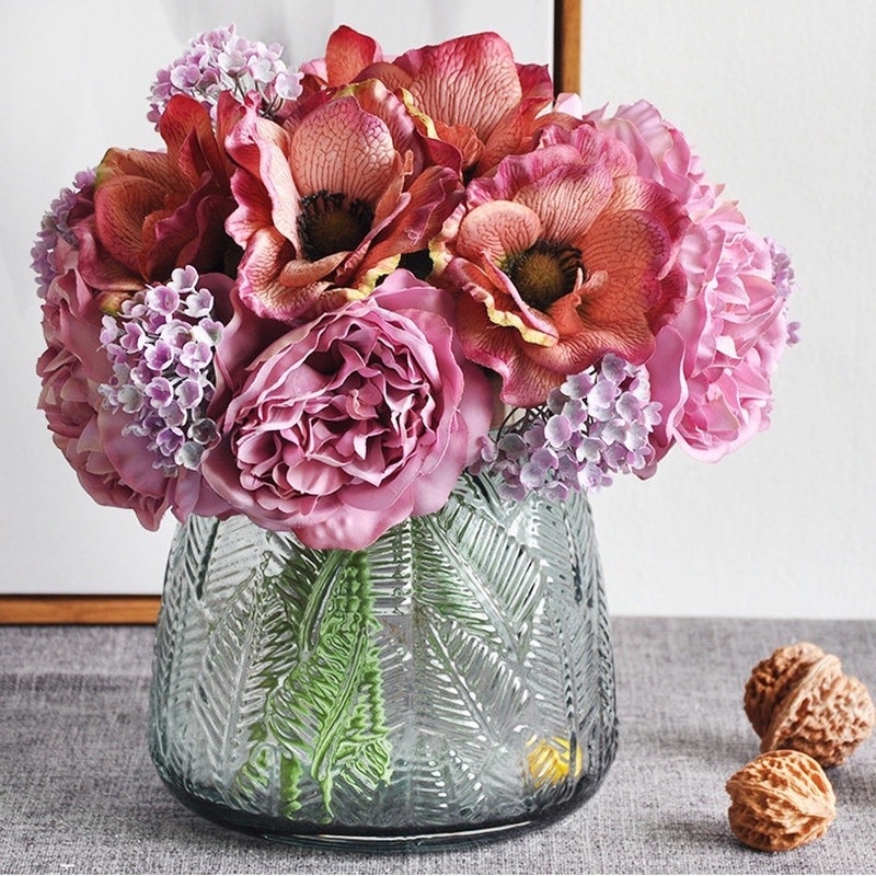 Set 6 Nhánh Hoa Mẫu Đơn Giả Bằng Lụa Trang Trí Nhà Cửa/Văn Phòng/Sự Kiện