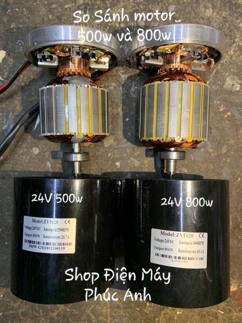 Motor DC 24v 800w kèm Puly chế nén khí