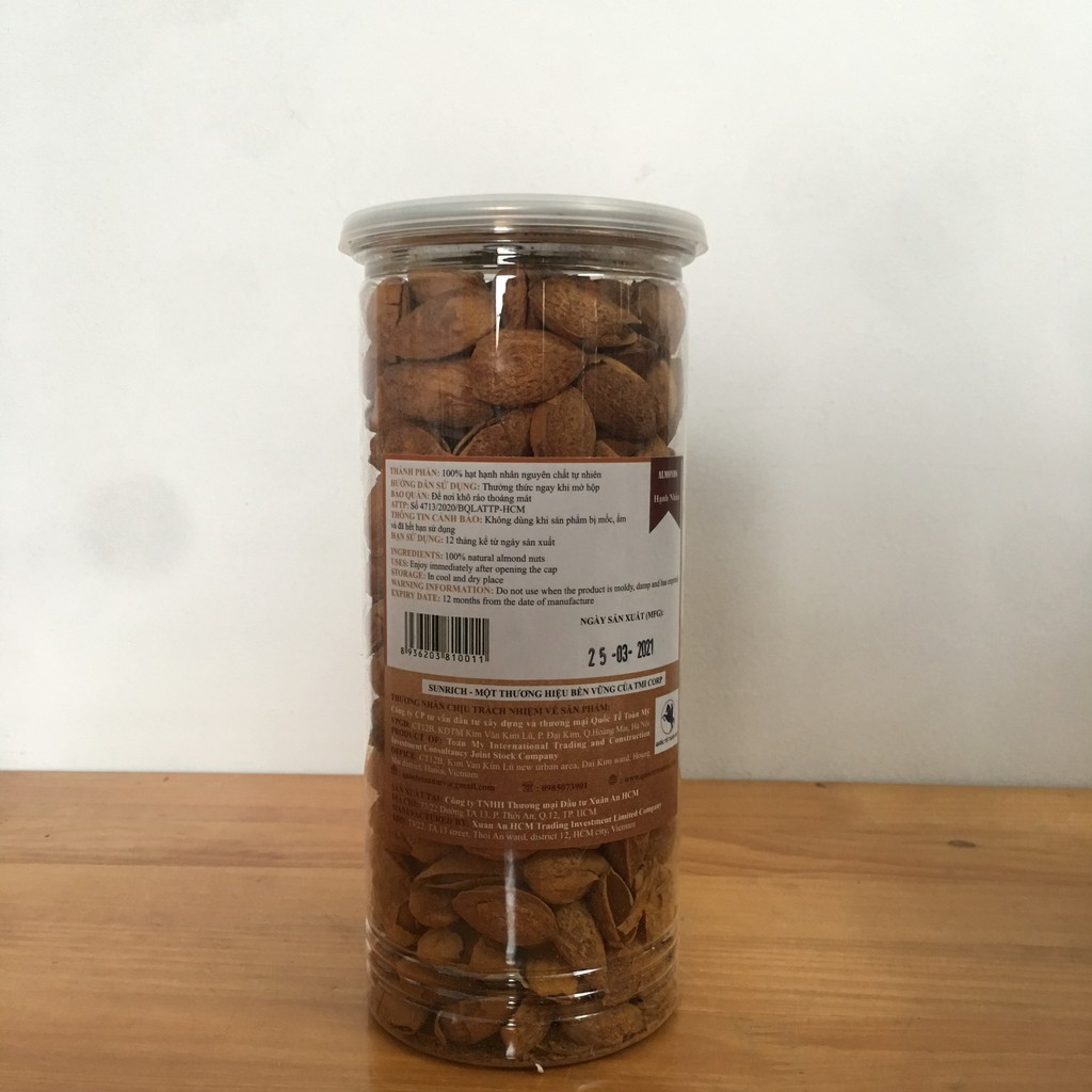 [SUNRICH] 500G HẠNH NHÂN RANG BƠ MỎNG VỎ ĐÓNG HỘP THƠM NGON, BỔ SUNG DINH DƯỠNG,  QUÀ TẶNG TỪ THIÊN NHIÊN NGUYÊN | BigBuy360 - bigbuy360.vn