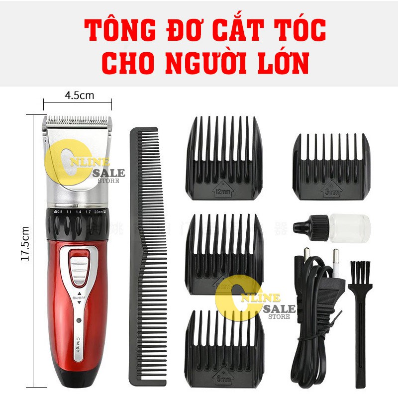 Tông đơ cắt tóc gia đình chuyên nghiệp, máy hớt xén tóc  tặng kèm 4 cữ và lược tạo kiểu tóc