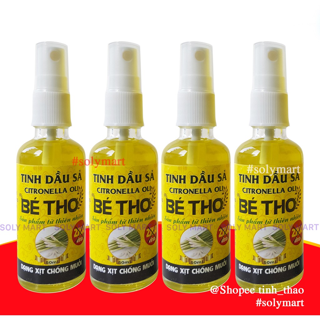 Tinh dầu Sả Bé Thơ, tinh dầu thiên nhiên dạng chai xịt 50ml Hàng chính hãng có tem chống giả của Công ty