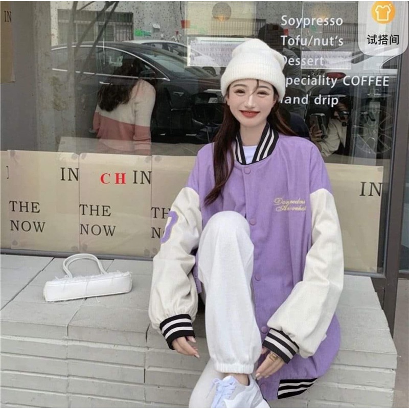 [Mã FAMARAL1 giảm 10K đơn 50K] Áo bomber D tím COA456