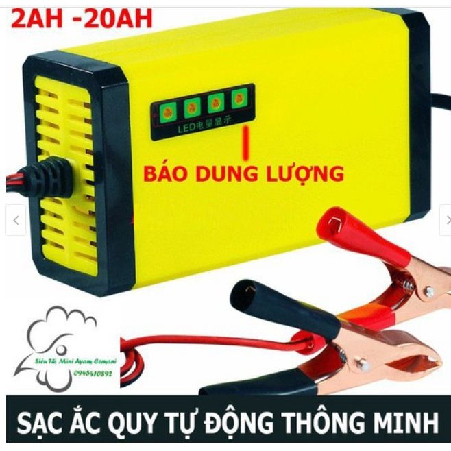 Bộ sạc ắc quy thông minh tự ngắt 12V 2ah - 20ah máy sạc ắc quy xe máy