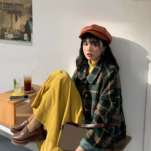 (order) áo khoác dạ kẻ retro phong cách Hàn Quốc | BigBuy360 - bigbuy360.vn