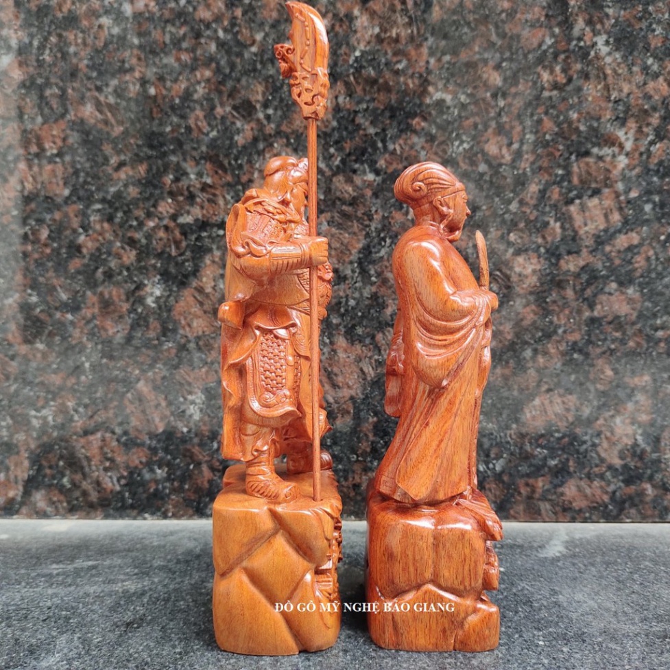 Combo cặp Quan công - Khổng minh gỗ hương cao 20 cm (mẫu quan công đế rồng)