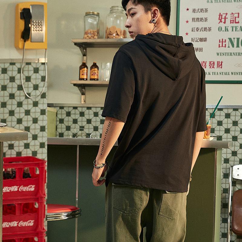 Áo Hoodie Tay Ngắn Màu Trơn Thời Trang Dành Cho Nam