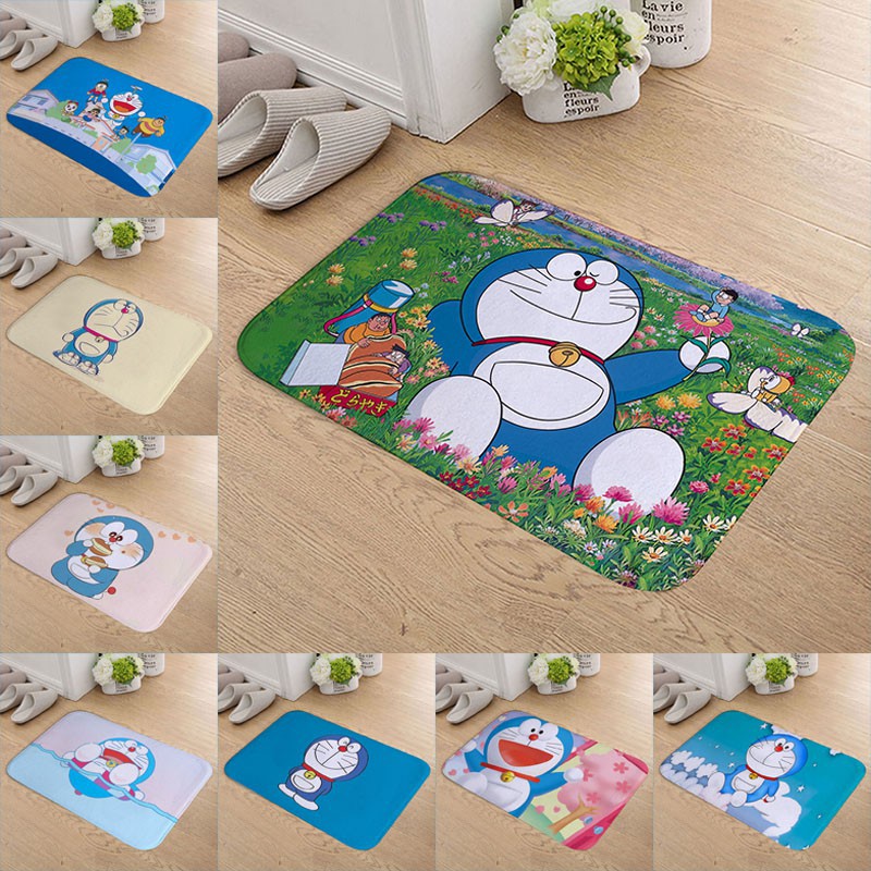 Thảm chùi chân chống trượt in hình Doraemon dễ thương