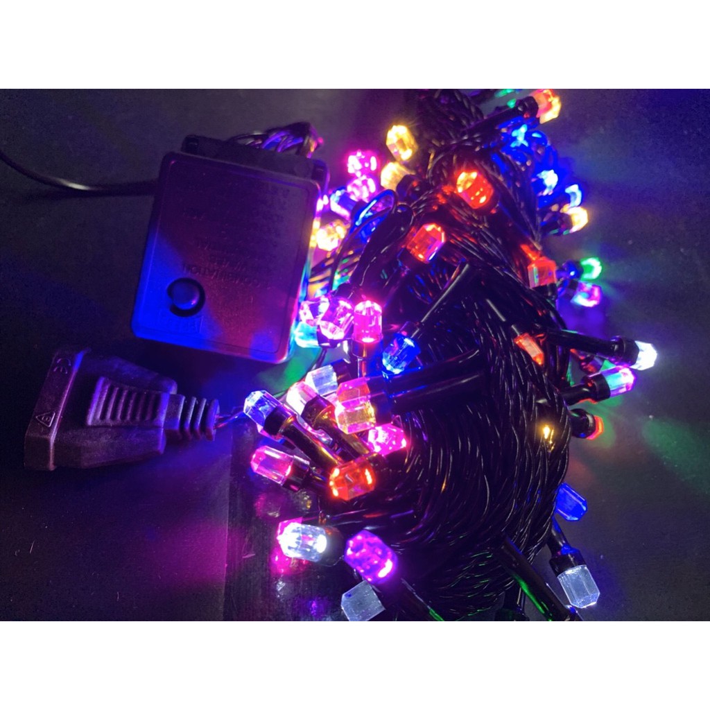 Đèn led dây chớp dài 8m bóng lục giác/ tròn có đầu nối - đủ màu