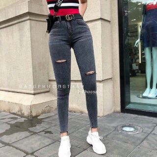 Quần bò nữ xám lông chuột