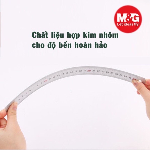 Thước kẻ hợp kim nhôm - Thước kĩ thuật, góc bo tròn 20/30cm, MG - ARLN0483/0484