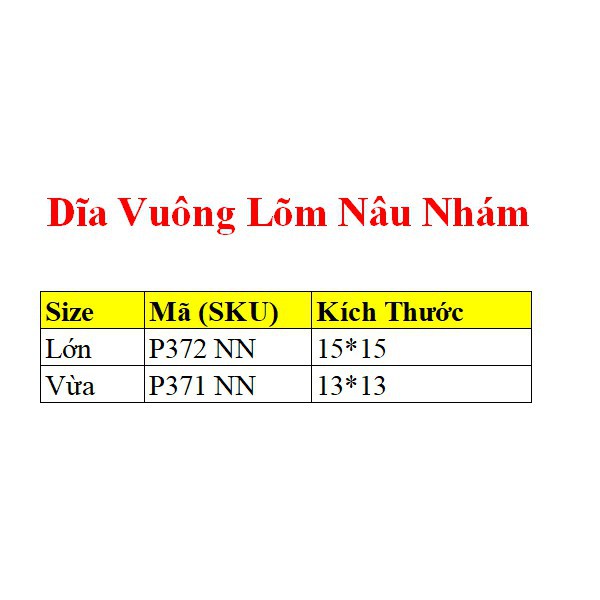 Dĩa Vuông Lõm 6.5 Nâu Nhựa Melamine Đài Loan - Chính Hãng