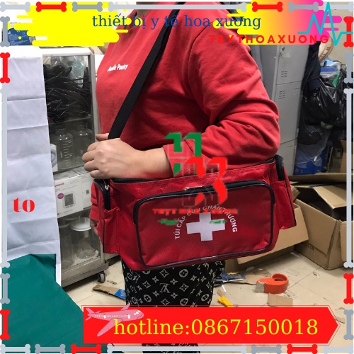 Túi Cứu Thương Cỡ Đại 34x22x22cm - Túi Y Tế(Màu Đỏ)