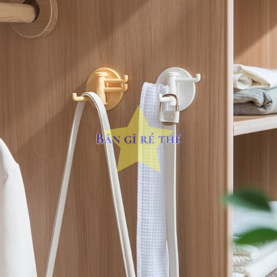 MÓC DÁN TƯỜNG 3 MÓC 5,8CM - MÓC DÁN TƯỜNG 3 CHẤU XOAY ĐA NĂNG TREO ĐƯỢC NHIỀU ĐỒ