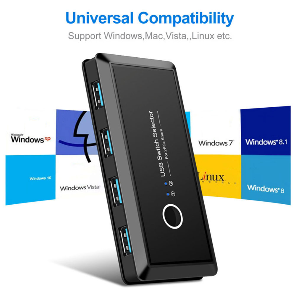 Bộ Chia 4 Cổng USB 2.0 3.0 Chuyên Dụng Cho Máy In/Chuột/Bàn Phím/Máy In 2 Máy Tính