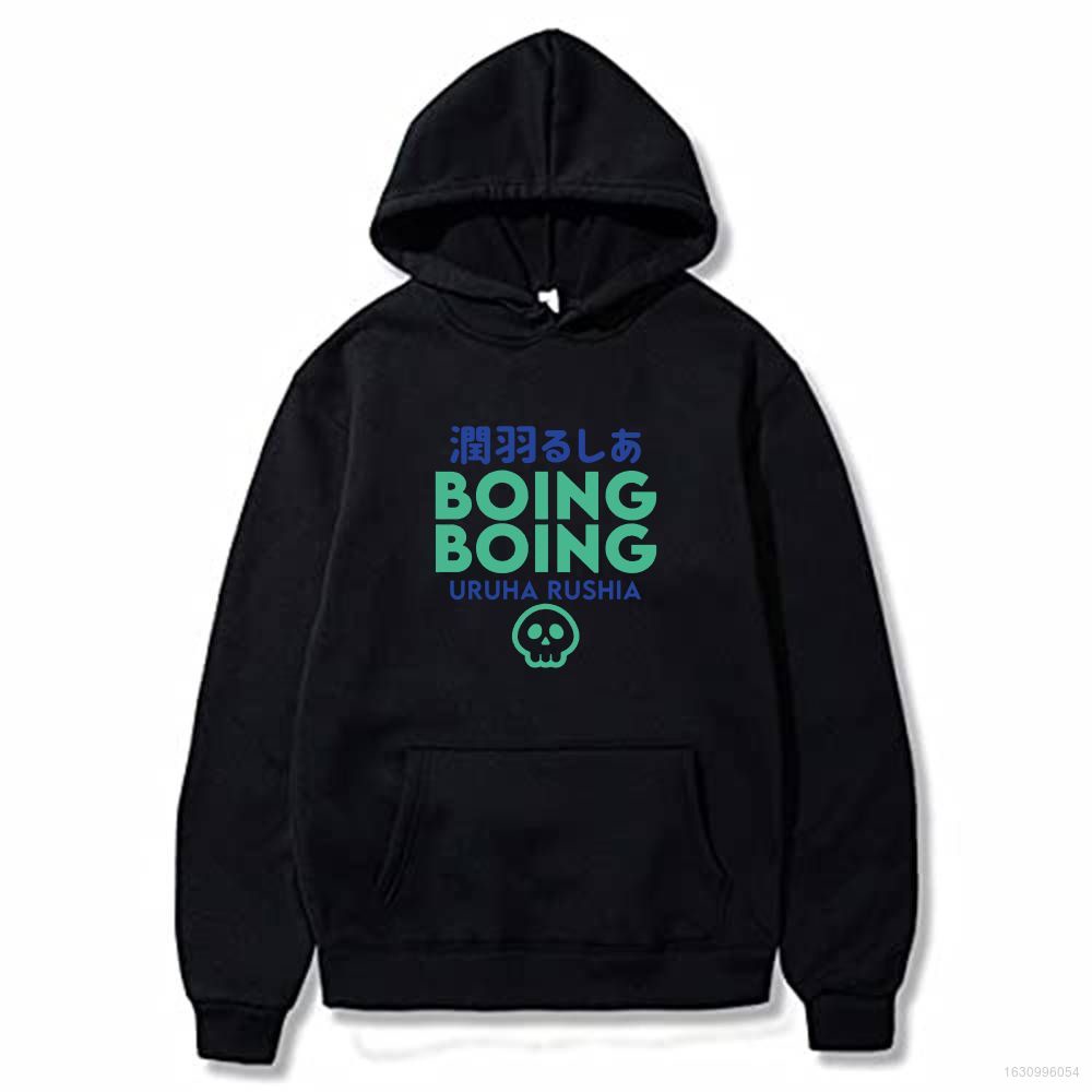 Áo hoodie tay dài in hình Uruha Rushia phong cách đường phố Halloween kích cỡ lớn