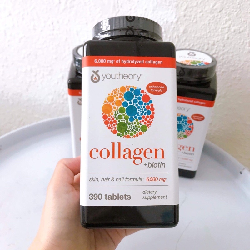 Viên uống Youtheory Collagen + Biotin của Mỹ 390 viên