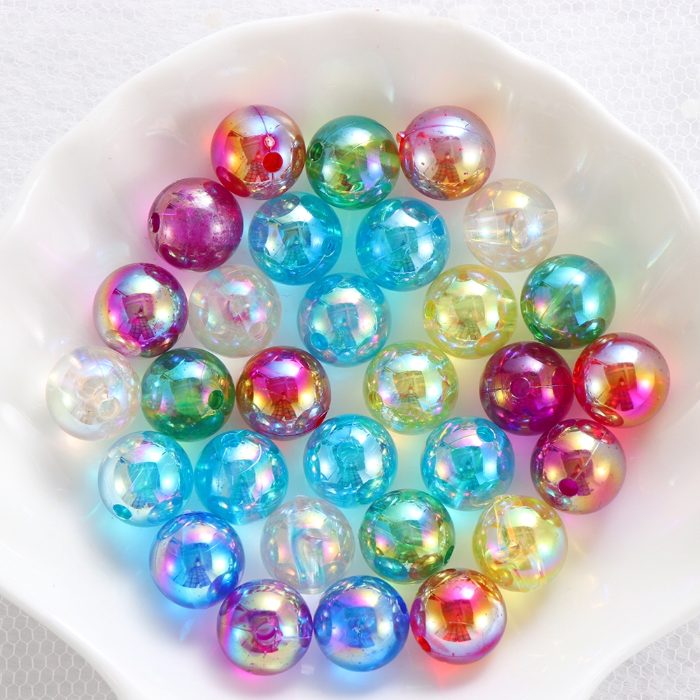 Bộ 50 hạt nhựa tròn nhiều màu làm vòng tay