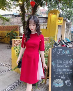 BÁN SỈ ÁO DÀI ĐỎ ĐÍNH HẠT CHO NỮ