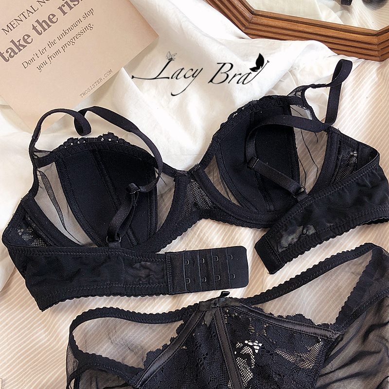 Bộ Đồ Lót Voan Phối Ren Có Gọng Nâng Không Đệm Gợi Cảm Lacy Bra - B24 | BigBuy360 - bigbuy360.vn