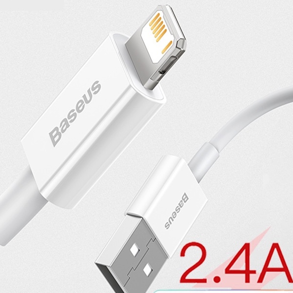 CHÍNH HÃNG  Dây cáp sạc BASEUS cao su SIÊU NHANH CHỐNG GÃY ĐỨT 2.4A Truyền dữ liệu data 11 12 13 14 8 XR X 7 Plus