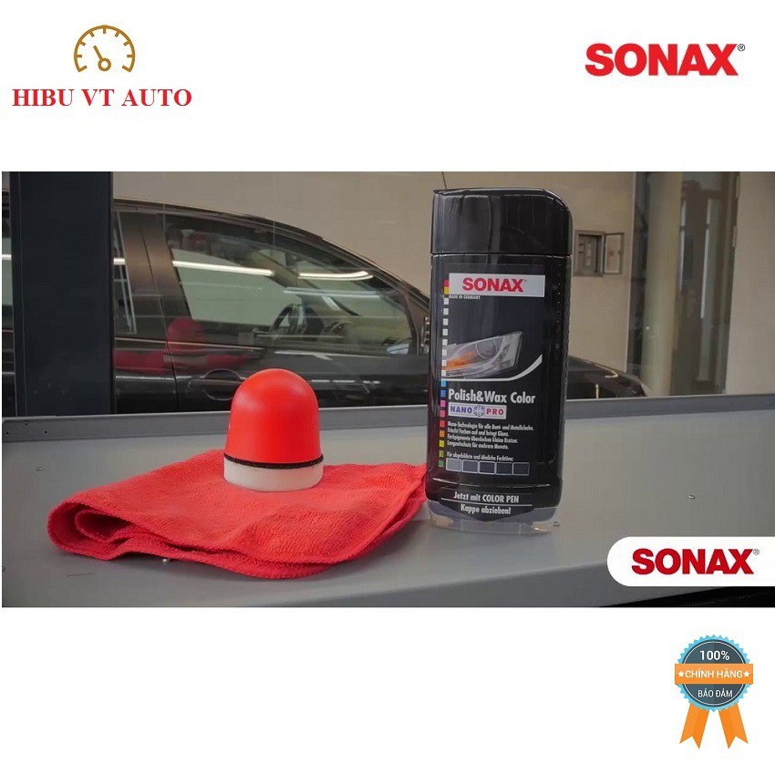 Kem đánh bóng và bảo vệ sơn xe đen Sonax polish &amp; wax color black 250ml 02961410544