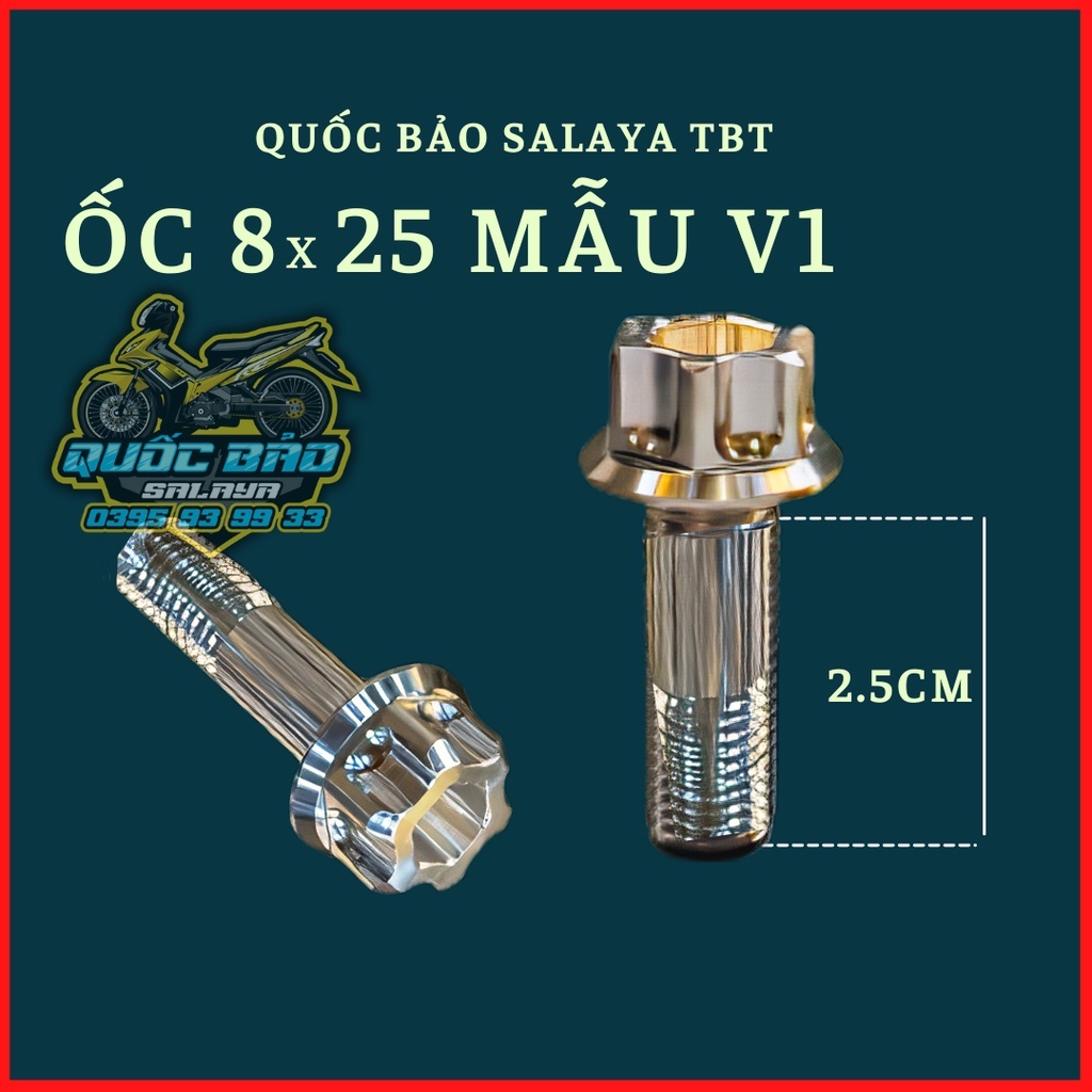 SALAYA TBT Ốc 8x25 v1 inox 304 gắn bát heo honda, gác chân sau mọi loại xe