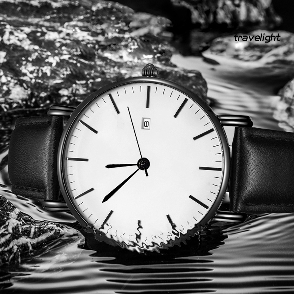 Đồng Hồ Nam Dây Giả Da Có Lịch Thời Trang