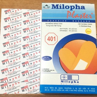 BĂNG CÁ NHÂN MILOPHA PLASTER HỘP/100 miếng