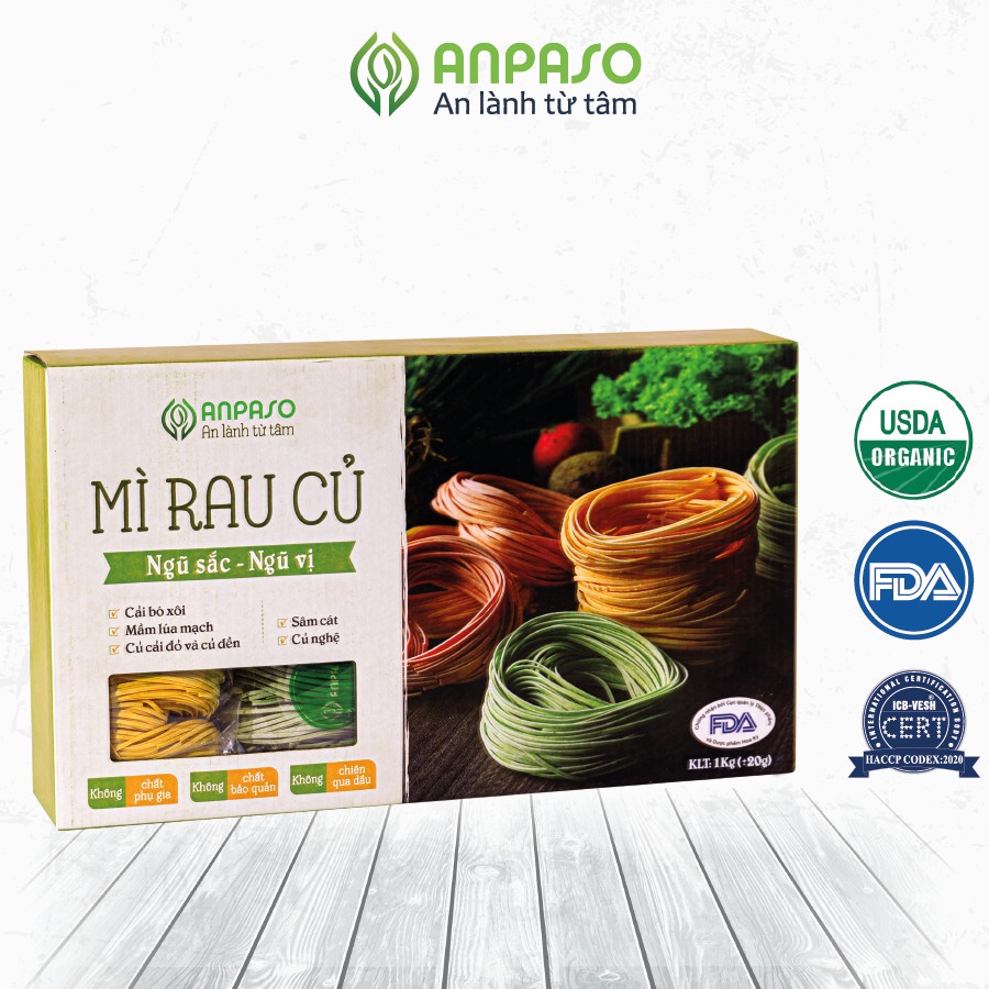Set Mì Rau Củ Ngũ Sắc Ngũ Vị Hữu Cơ Organic Anpaso Giảm Cân, eatclean, ăn chay, không chiên nóng, tốt cho tiêu hóa 1kg