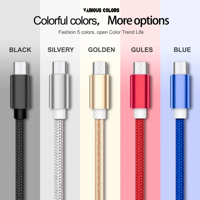 [Giảm Giá] Dây sạc samsung, oppo, xiaomi...,1m Cáp sạc cổng Micro USB thiết kế dây bện dù cho điện thoại androi