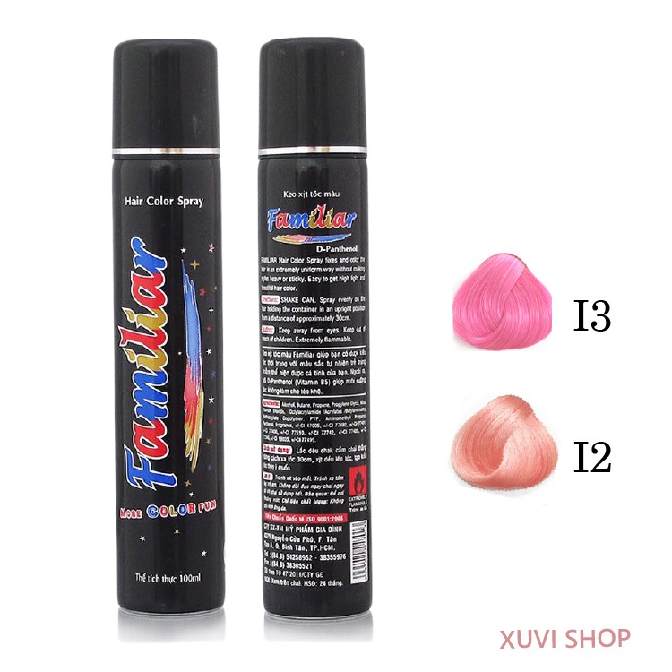 Keo Xịt Tóc Màu Tạo Color Hair Spray,  Nhuộm Tóc Nhanh Tức Thòi Tại Nhà FAMILIAR 100ml 20 Màu Sắc Tự Chọn