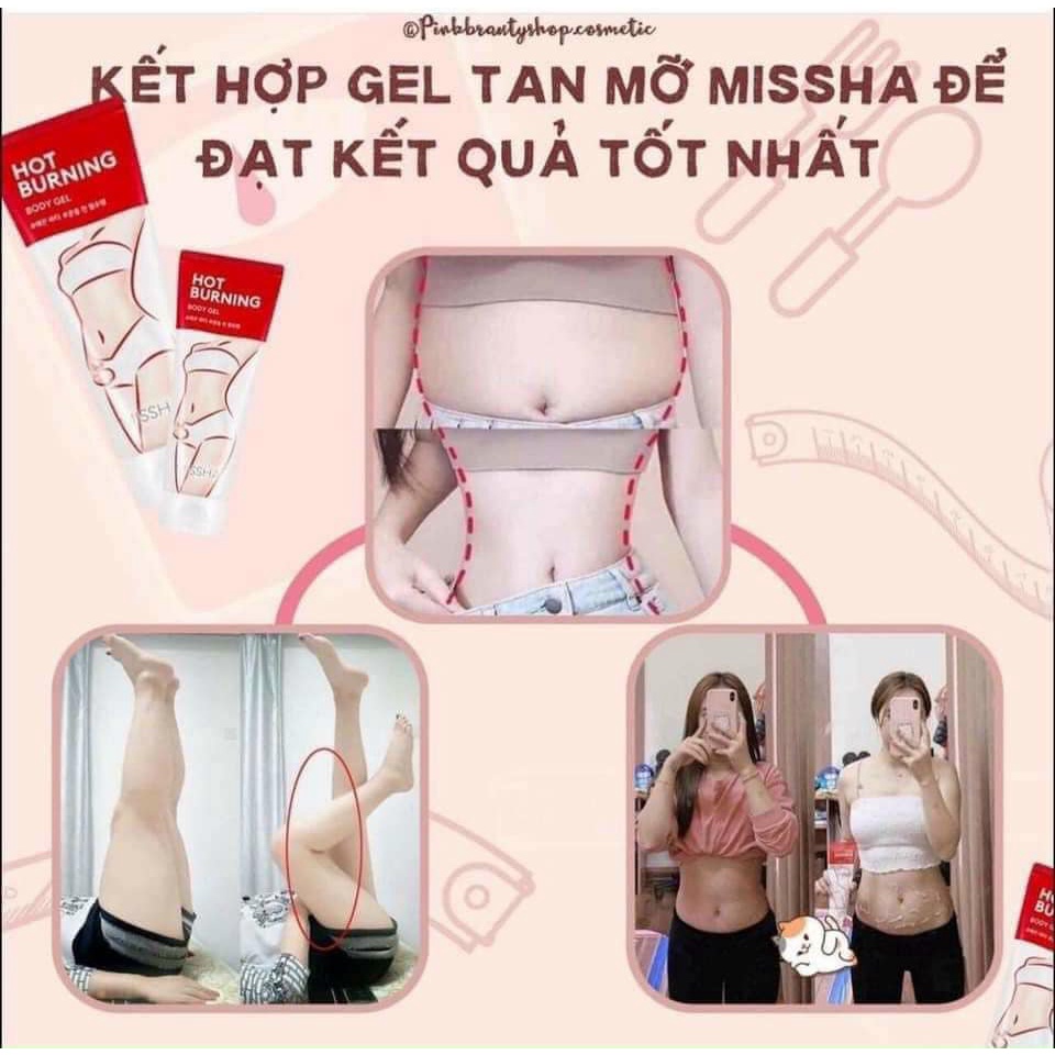 Kem Tan Mỡ Bụng Missha Hot Burning Perfect Body Gel 200ml Hàn Quốc, Gel Massage Giảm Thon Gọn Eo đùi bắp tay