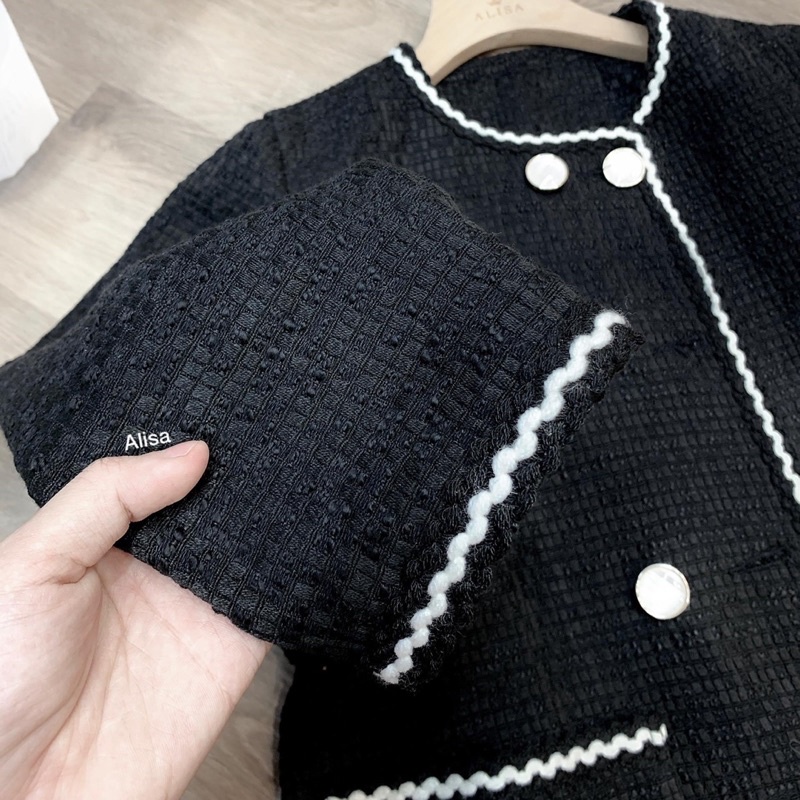 Áo dạ tweed viền đen - ALISA