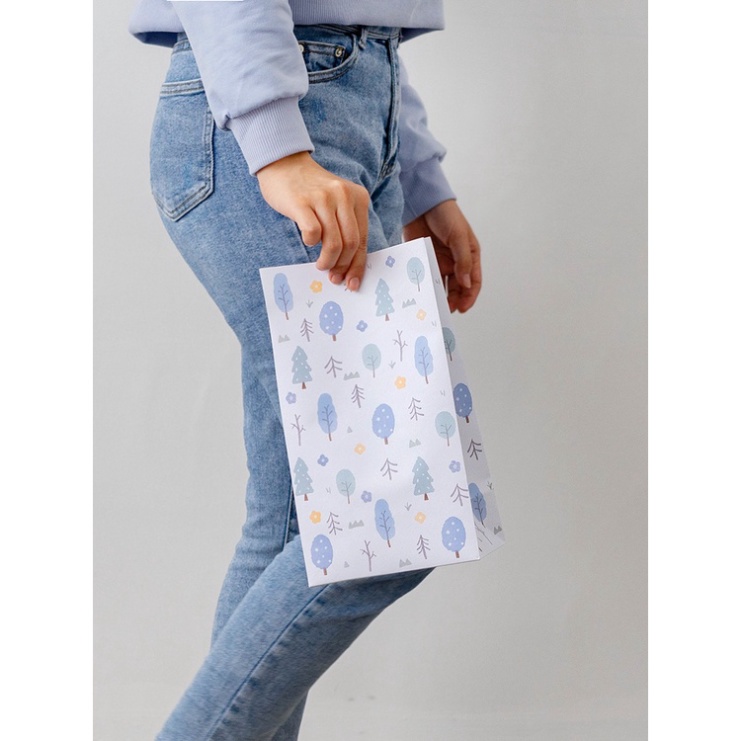 Túi giấy lớn đựng quà không dây, kèm sticker Kích thước 27 X 15 X 9.7 CM họa tiết hoa vintage Q624