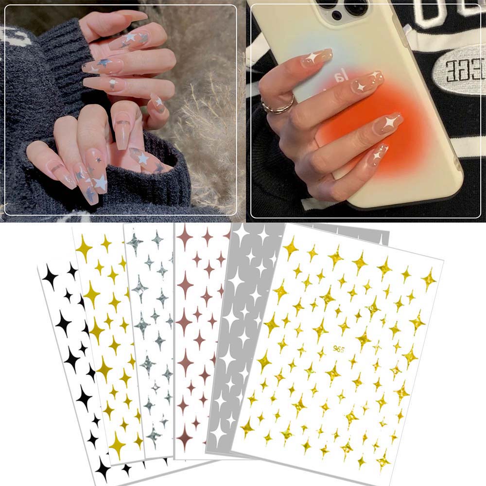 [Hàng mới về] Miếng dán trang trí móng tay hình ngôi sao 3d nhiều màu