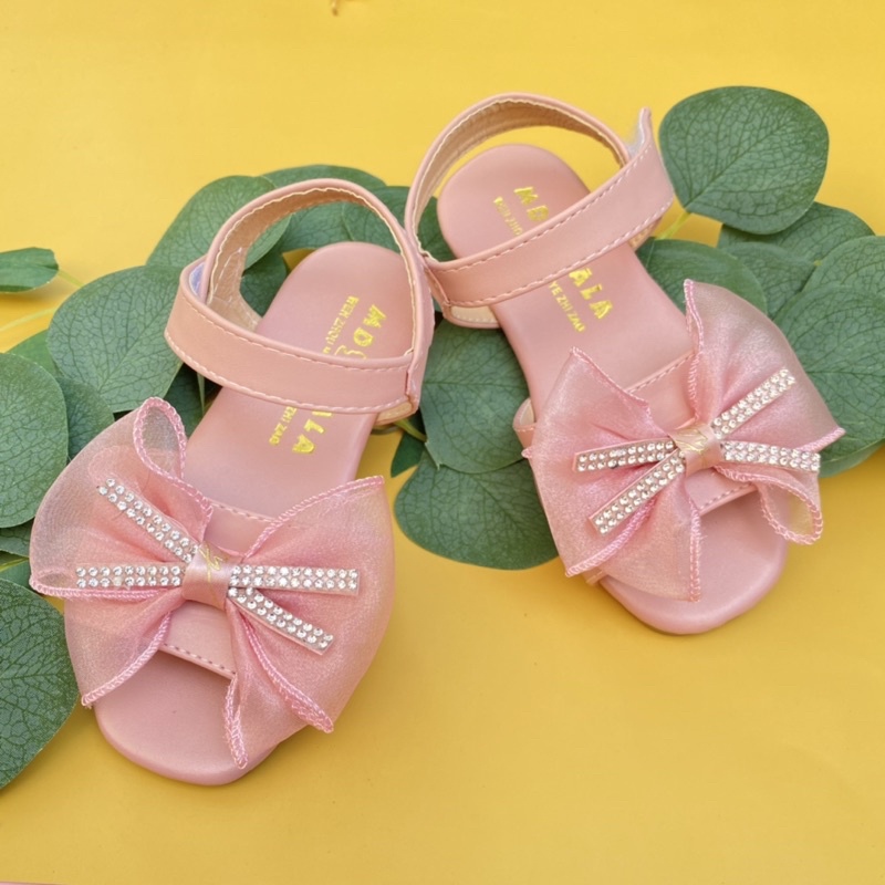 [ẢNH THẬT] SANDAL BÉ GÁI ĐÍNH NƠ CƯỜM TIỂU THƯ