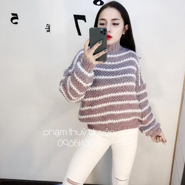 Áo kẻ len lông thỏ ( anh thật ) | BigBuy360 - bigbuy360.vn
