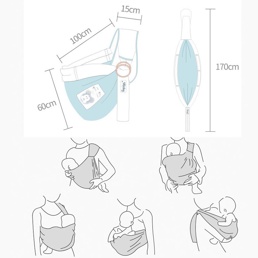 Đai địu em bé phía trước có thể điều chỉnh tiện lợi thoải mái