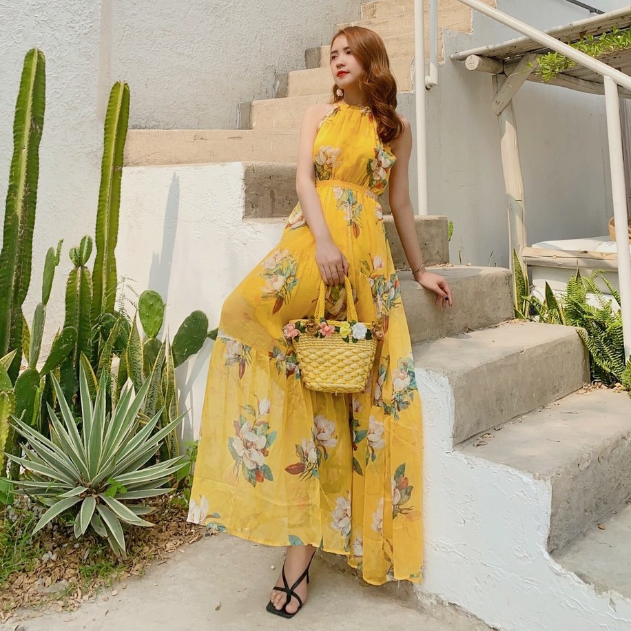 Váy maxi ⚡𝑺𝑰𝑬̂𝑼 𝑻𝑶̂𝑵 𝑫𝑨́𝑵𝑮⚡ Váy dáng dài đi biển, vải voan 2 lớp, mềm mại, hàng Quảng Châu cao cấp loại 1 | BigBuy360 - bigbuy360.vn