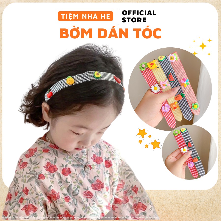 Set Bờm dán tóc, băng đô cài mái Hàn Quốc phong cách ulzzang siêu xinh cho bé gái